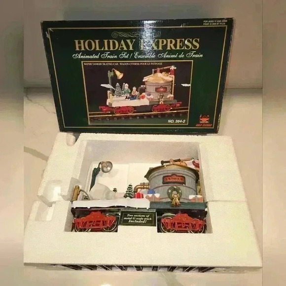 NIB Bright Holiday Express Animated Water Tanker Skating Train Car - Picture 1 of 9